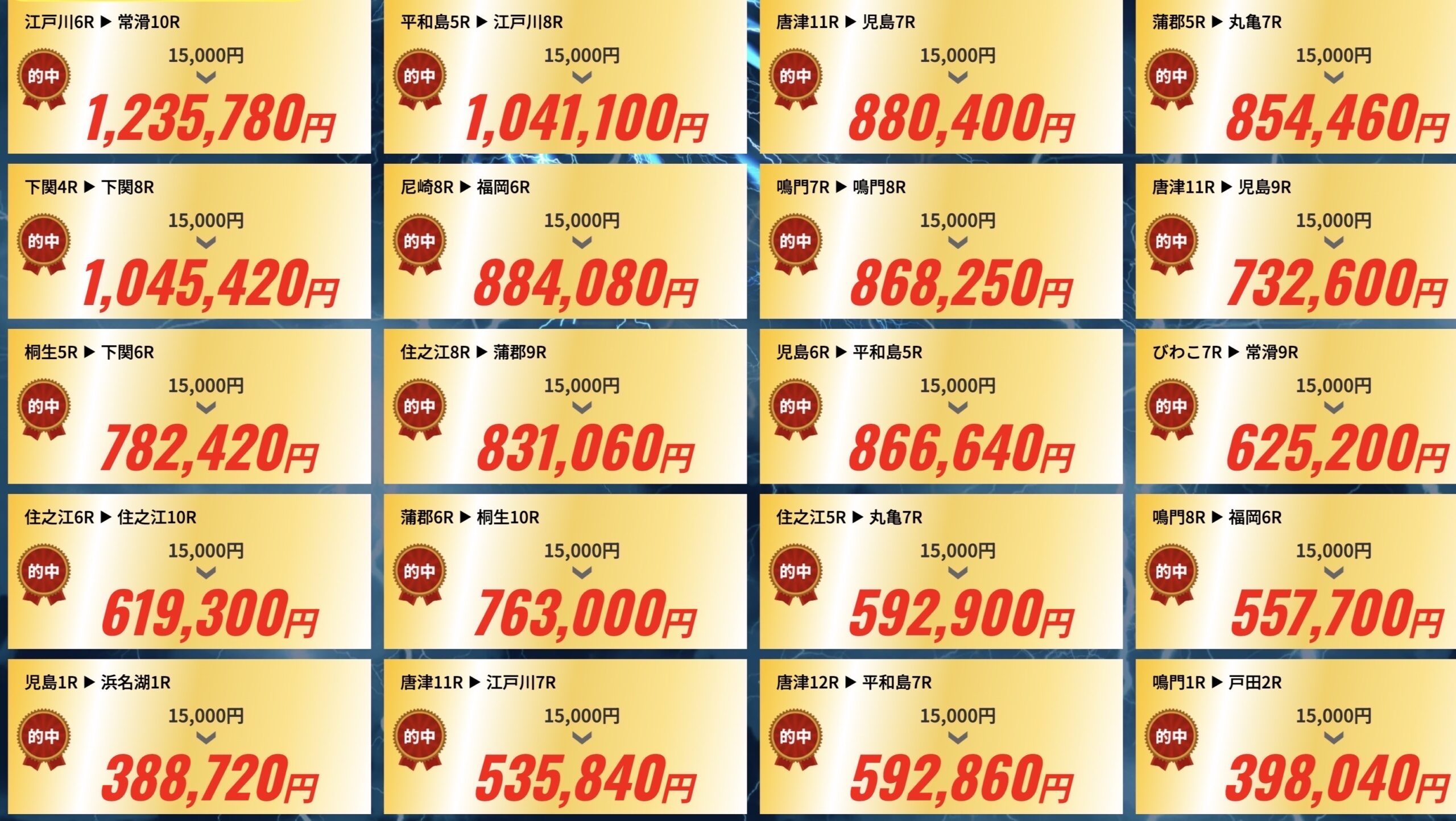 競艇ライトニングの的中画像